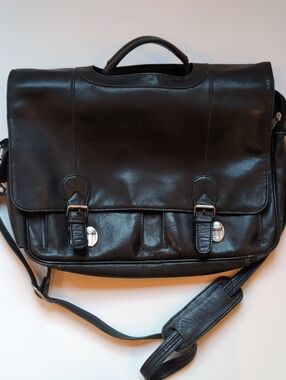 Soft Black Leather Laptop Bag